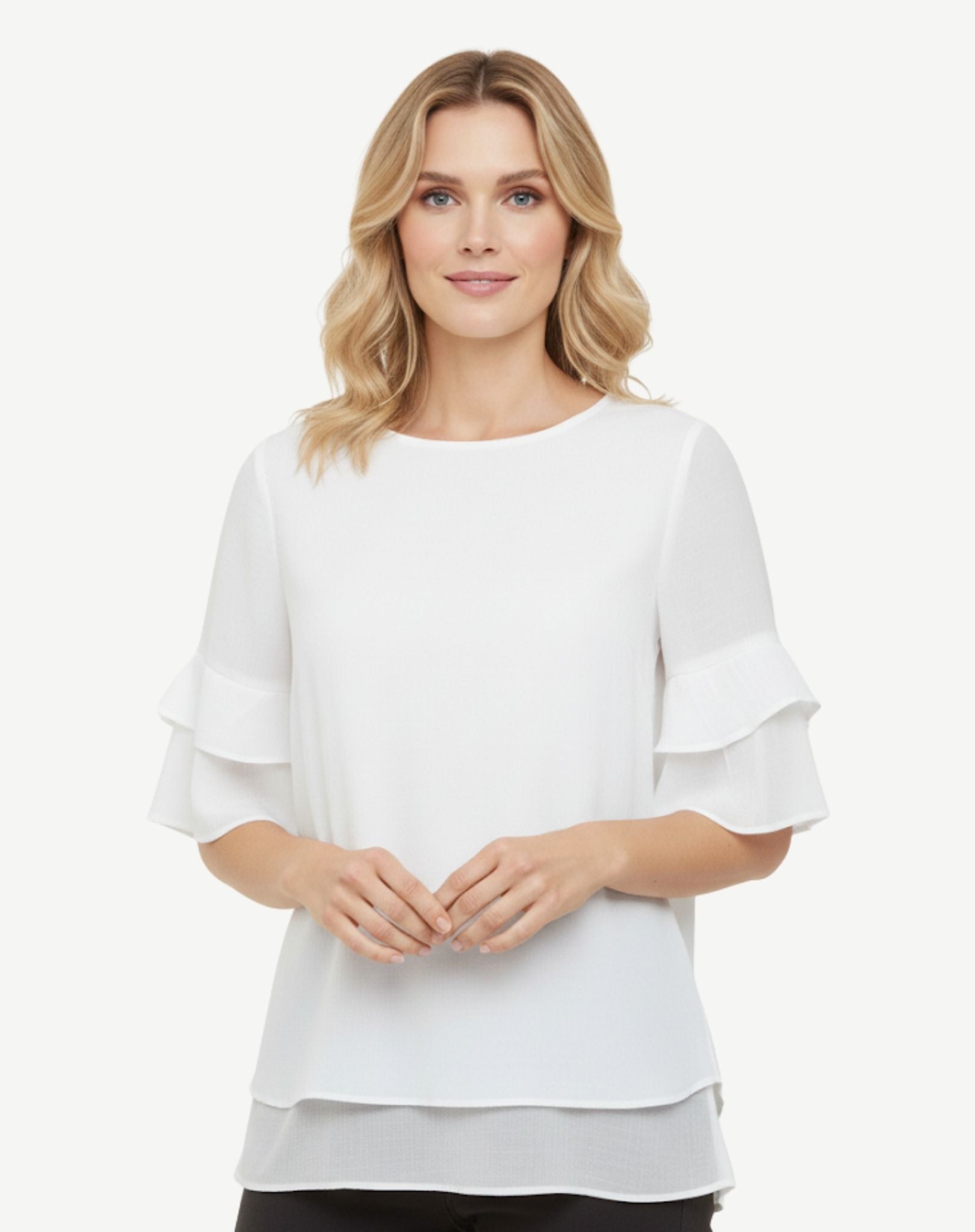 White Crepe Georgette Blouse Corfu Jeans