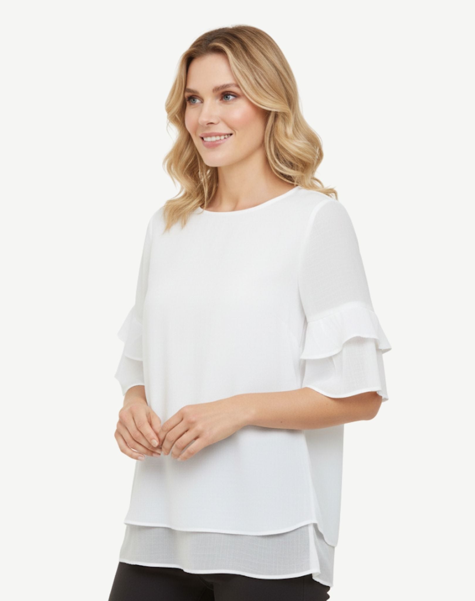 White Crepe Georgette Blouse Corfu Jeans