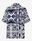 Navy Cream Soft Crepe Print Short Sleeve Button Shirt Corfu Jeans