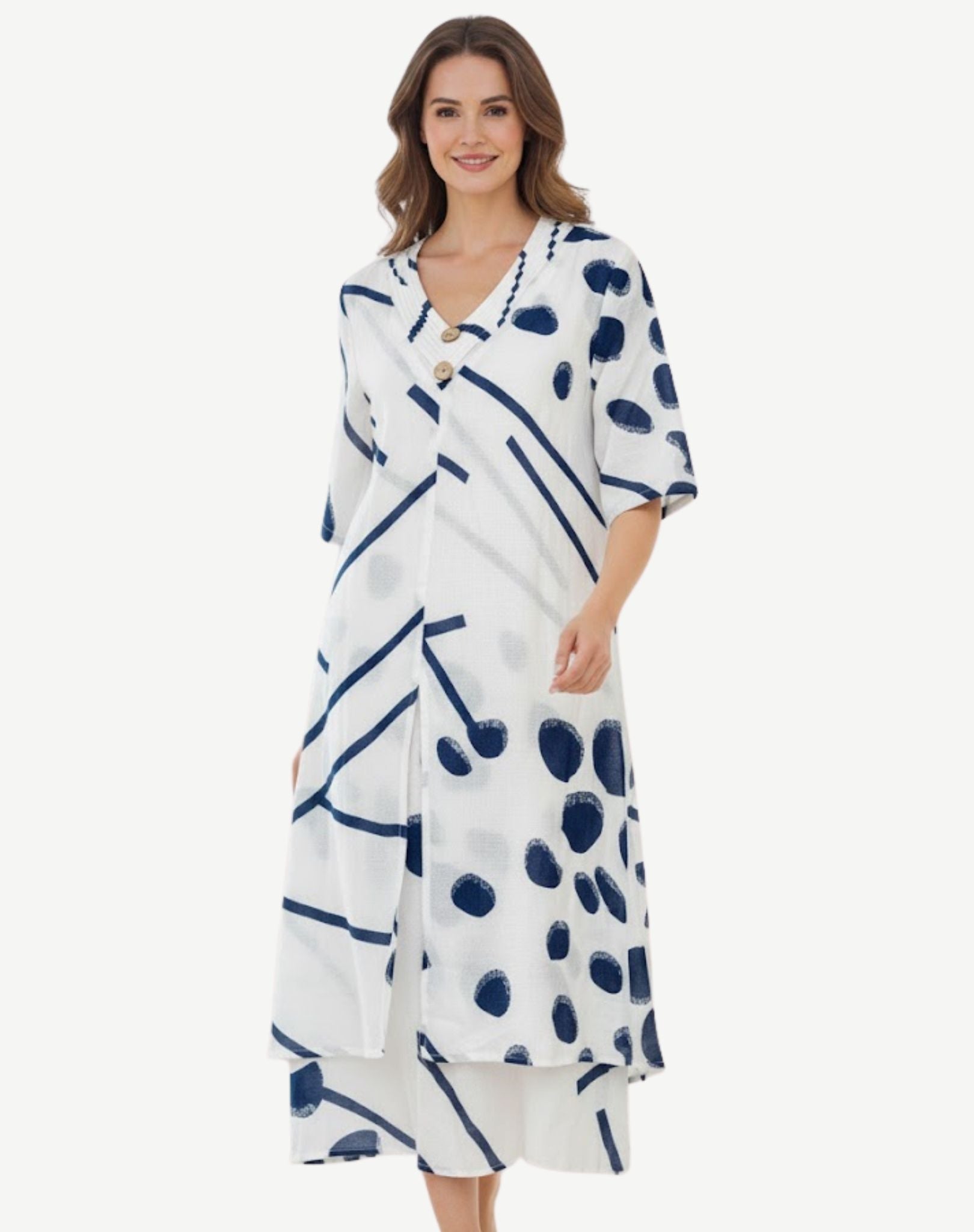 Navy Printed Crepe Georgette Dress Corfu Jeans