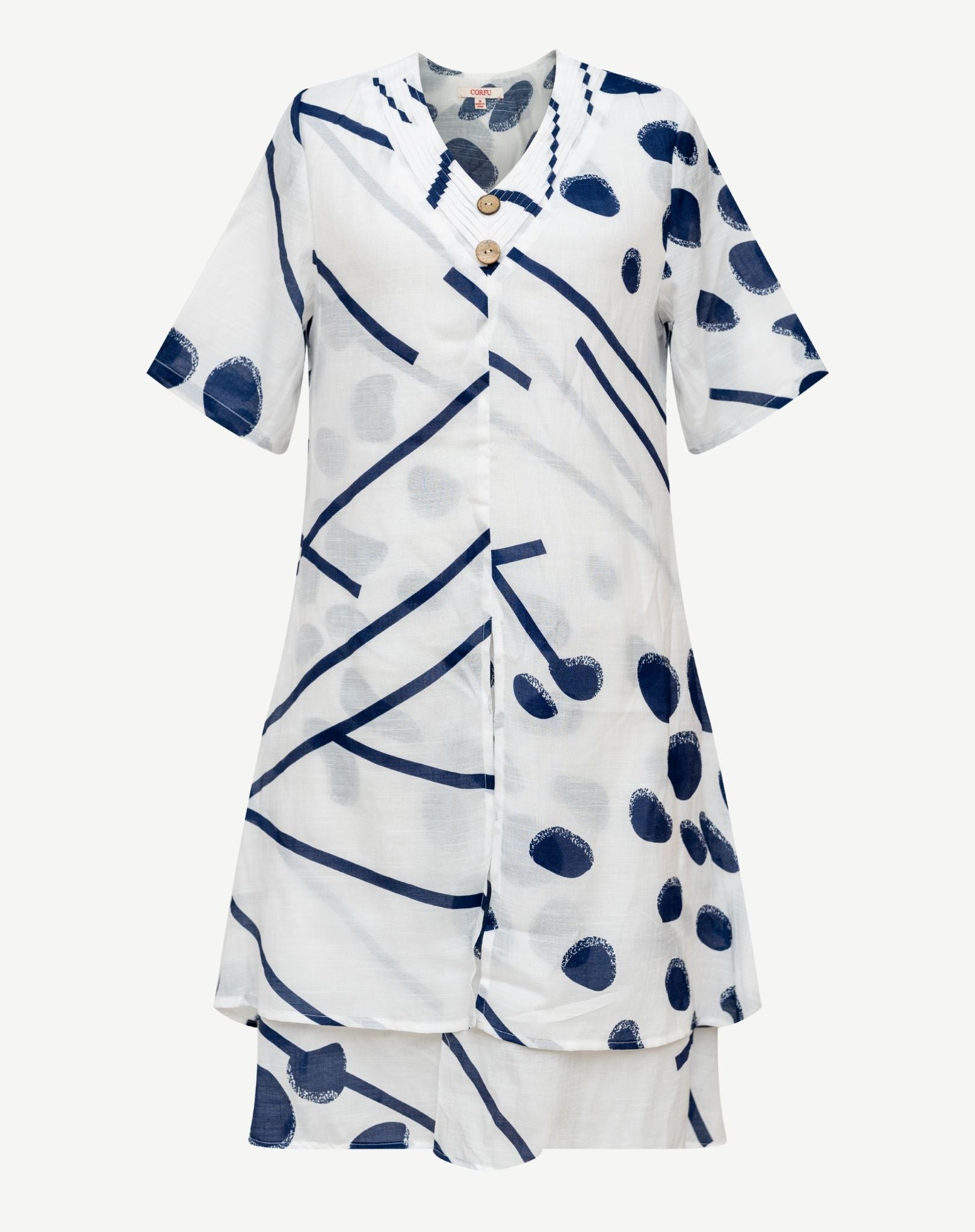 Navy Printed Crepe Georgette Dress Corfu Jeans