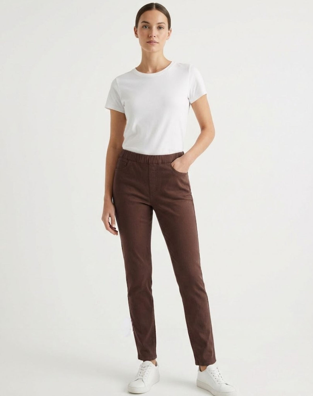 Dark Walnut Coloured Denim Twill Pants Corfu Jeans
