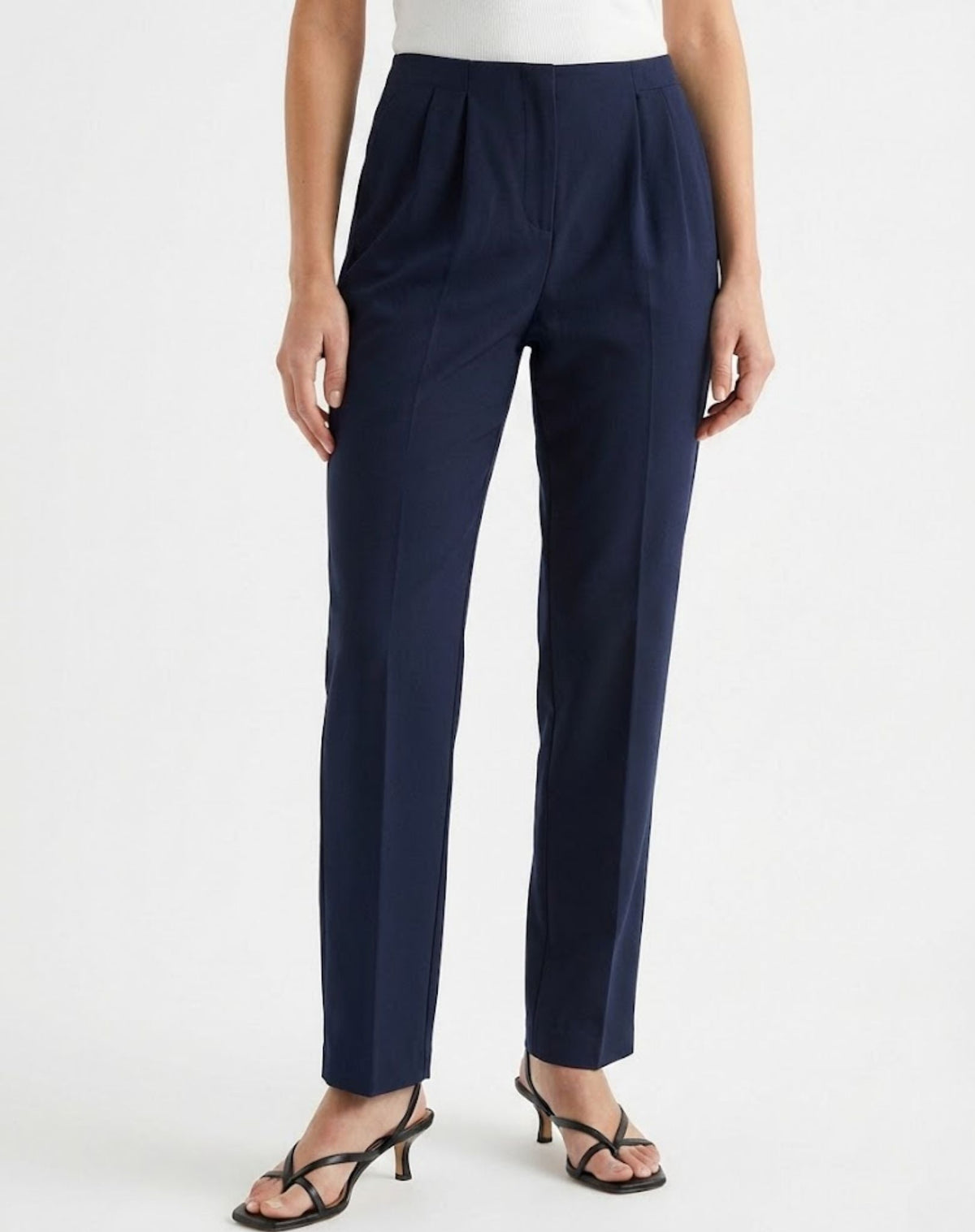 French Navy Stretch Sateen Tapered Pants Corfu Jeans