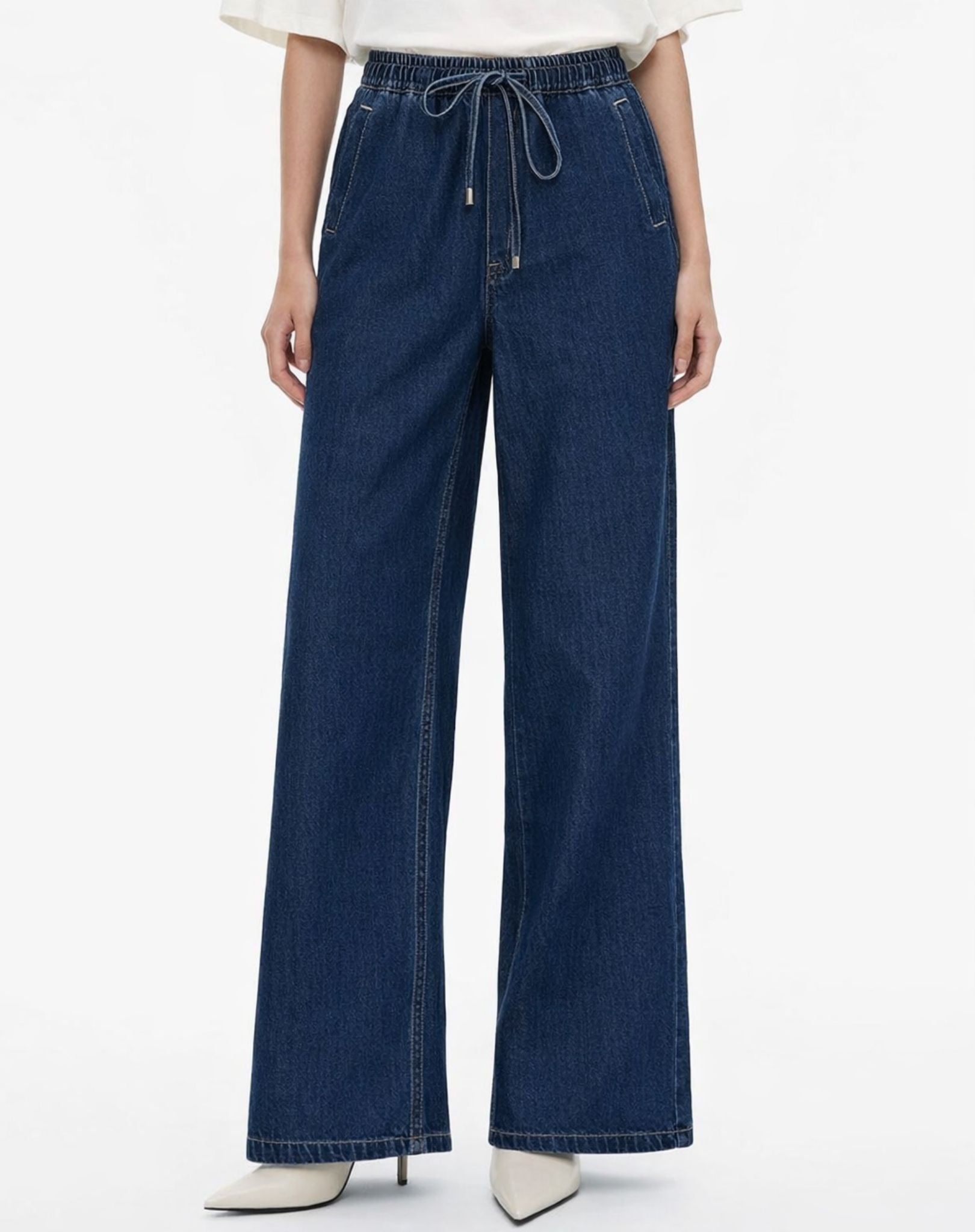 Bettina Wash Cotton Blend Wide Leg Denim Corfu Jeans