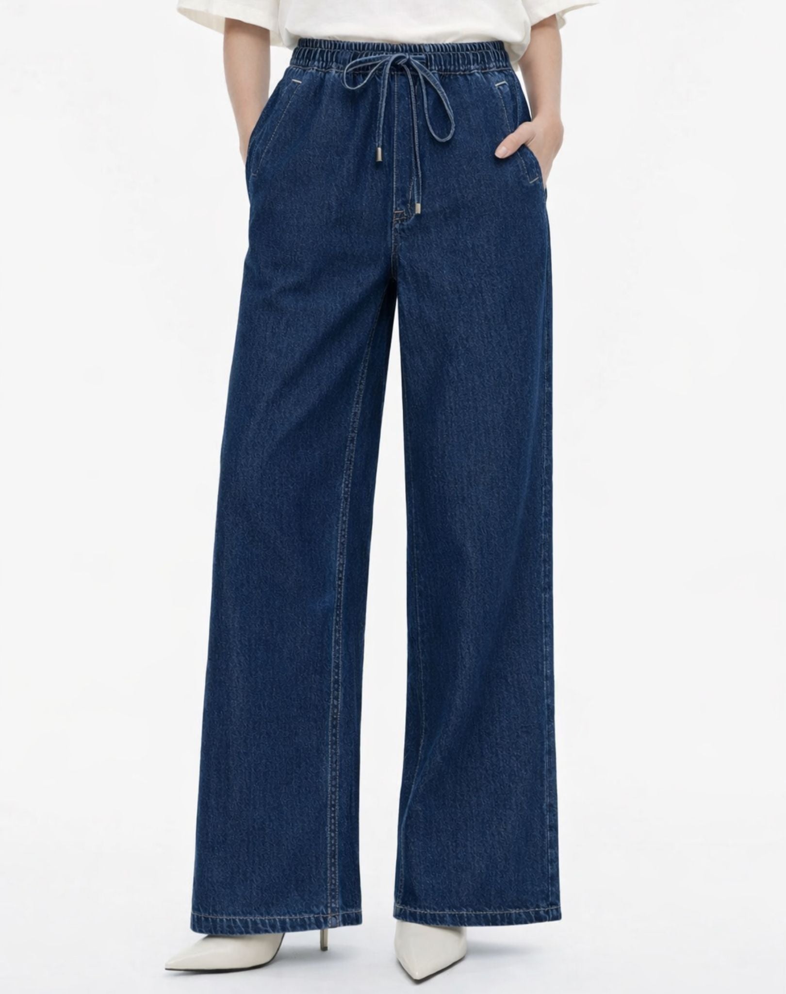 Bettina Wash Cotton Blend Wide Leg Denim Corfu Jeans