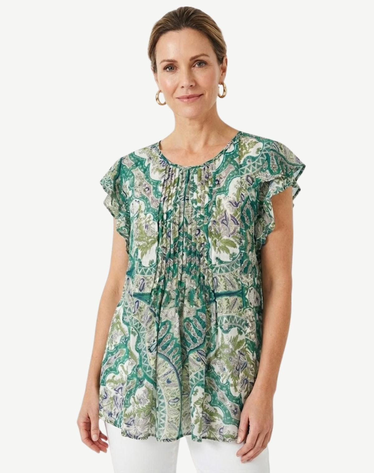 Emerald Bay Printed Relaxed Fit Blouse Corfu Jeans
