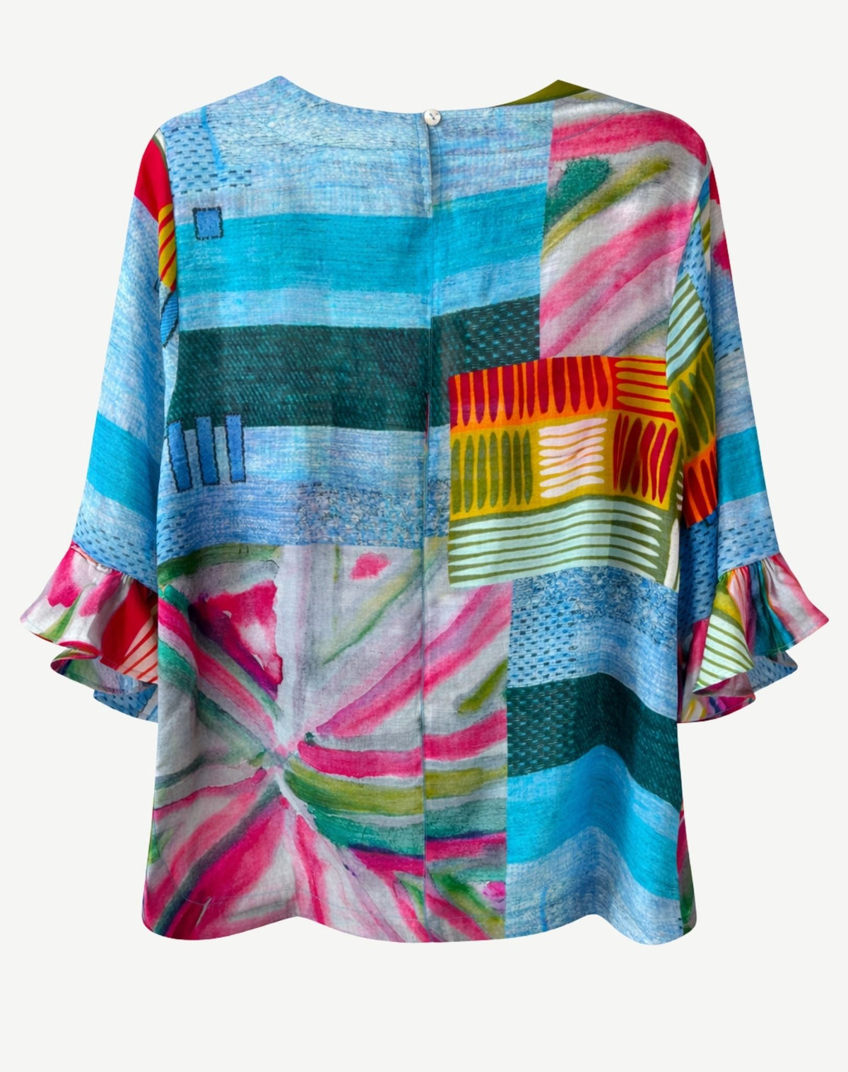Vibrant Geo Soft Print Blouse Corfu Jeans