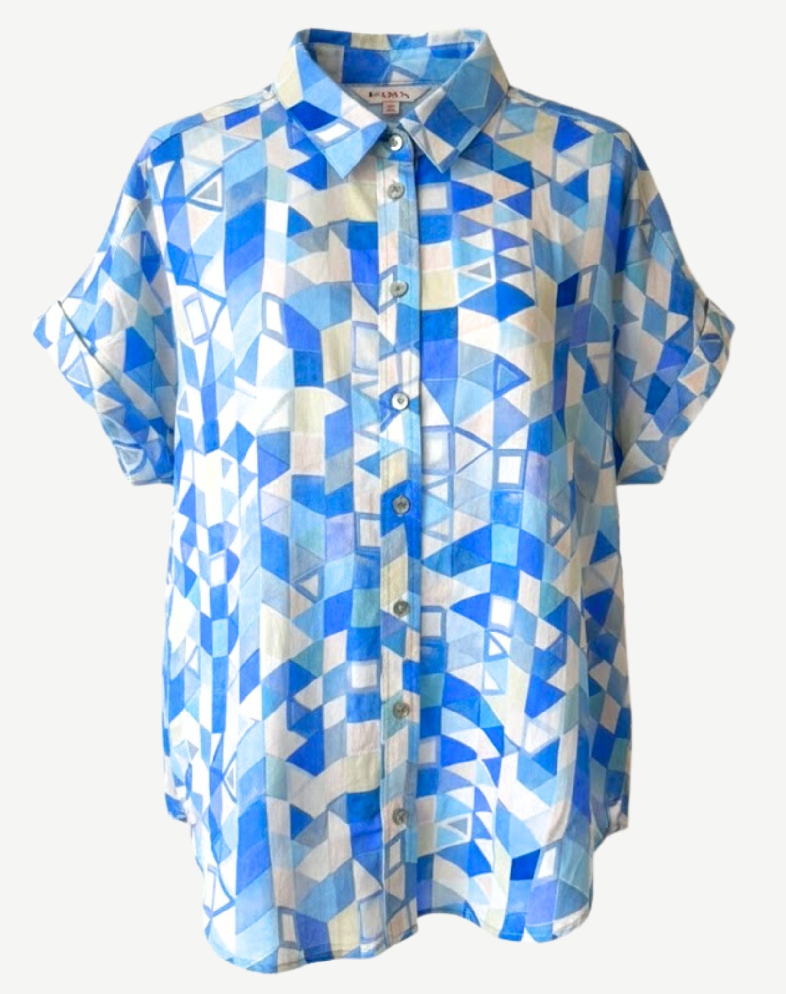 Blue Blocks Cotton Shirt Corfu Jeans