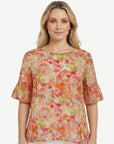 Spring Song Soft Print Blouse Corfu Jeans