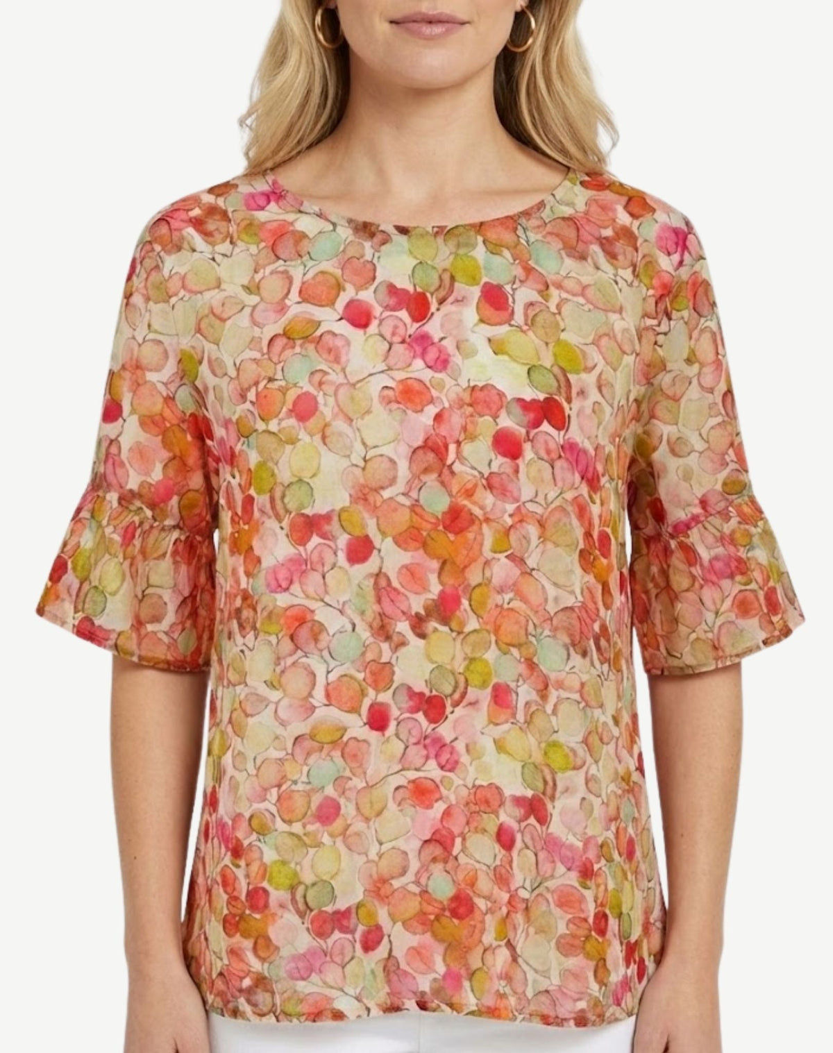 Spring Song Soft Print Blouse Corfu Jeans