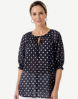 Navy & White Spot Relaxed Fit Blouse Corfu Jeans