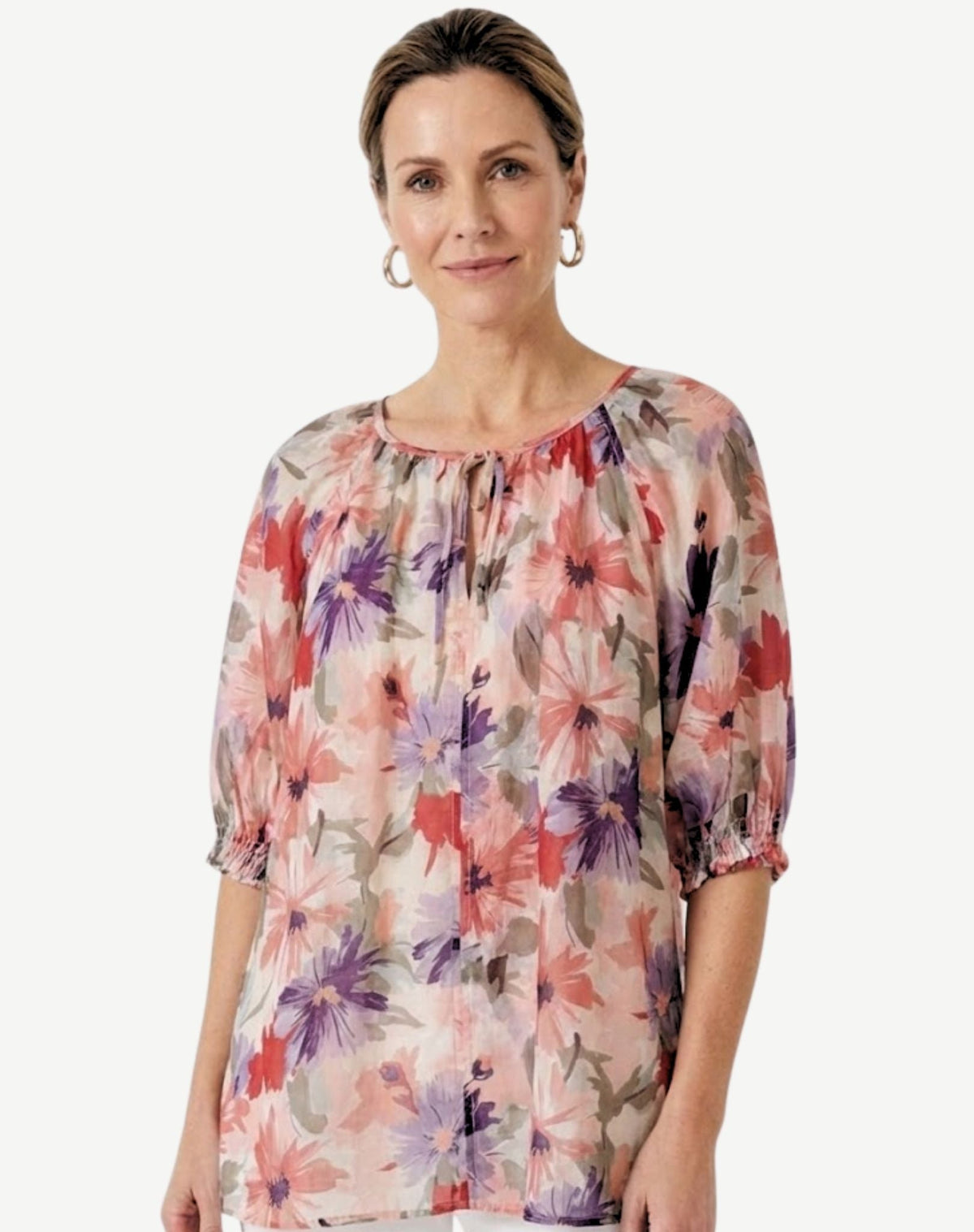 Pansey Patch Floral Relaxed Fit Blouse Corfu Jeans