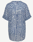 Linear Blue Geometric Print Relaxed Fit Blouse Corfu Jeans