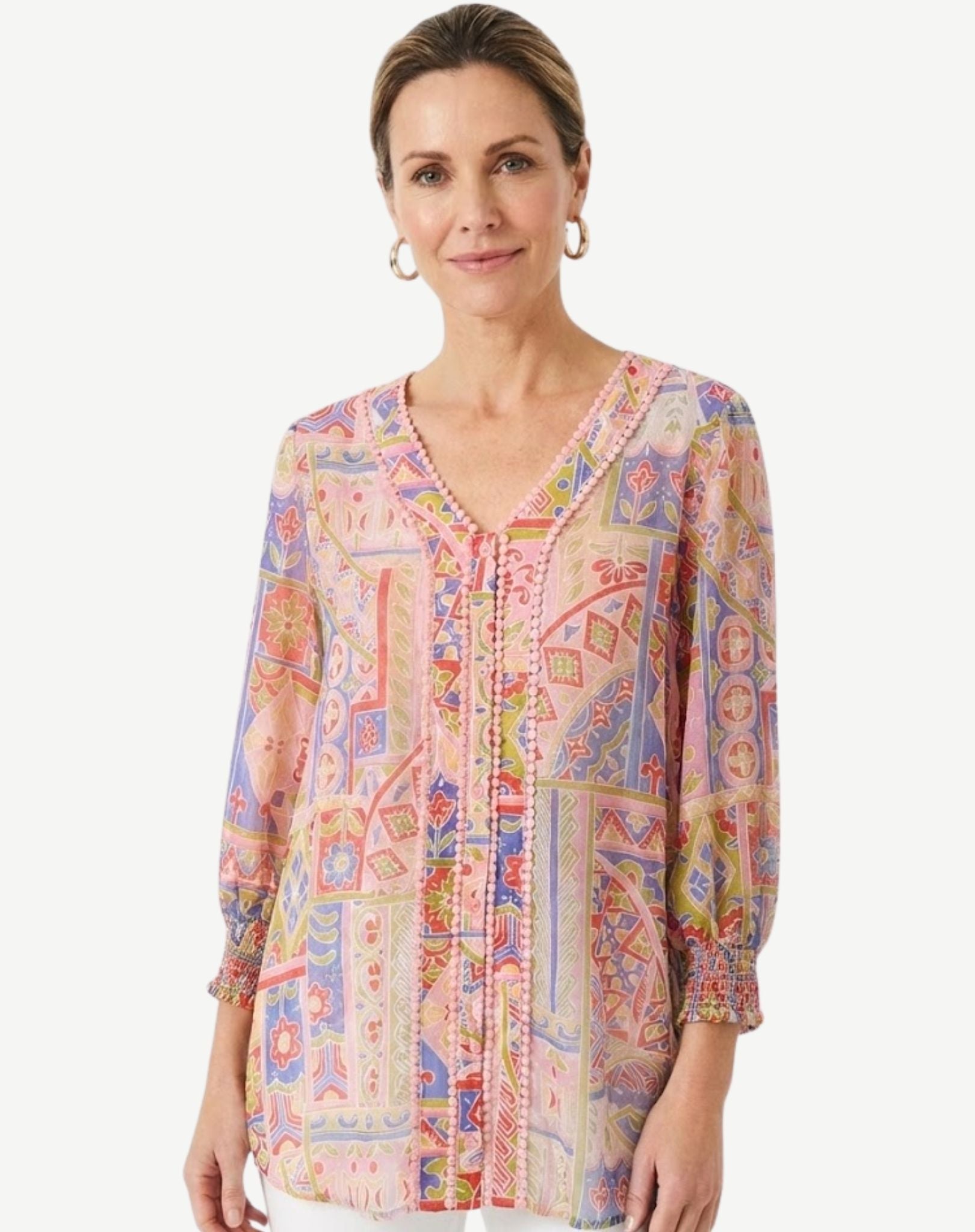 Patchlight Soft Print Blouse Corfu Jeans