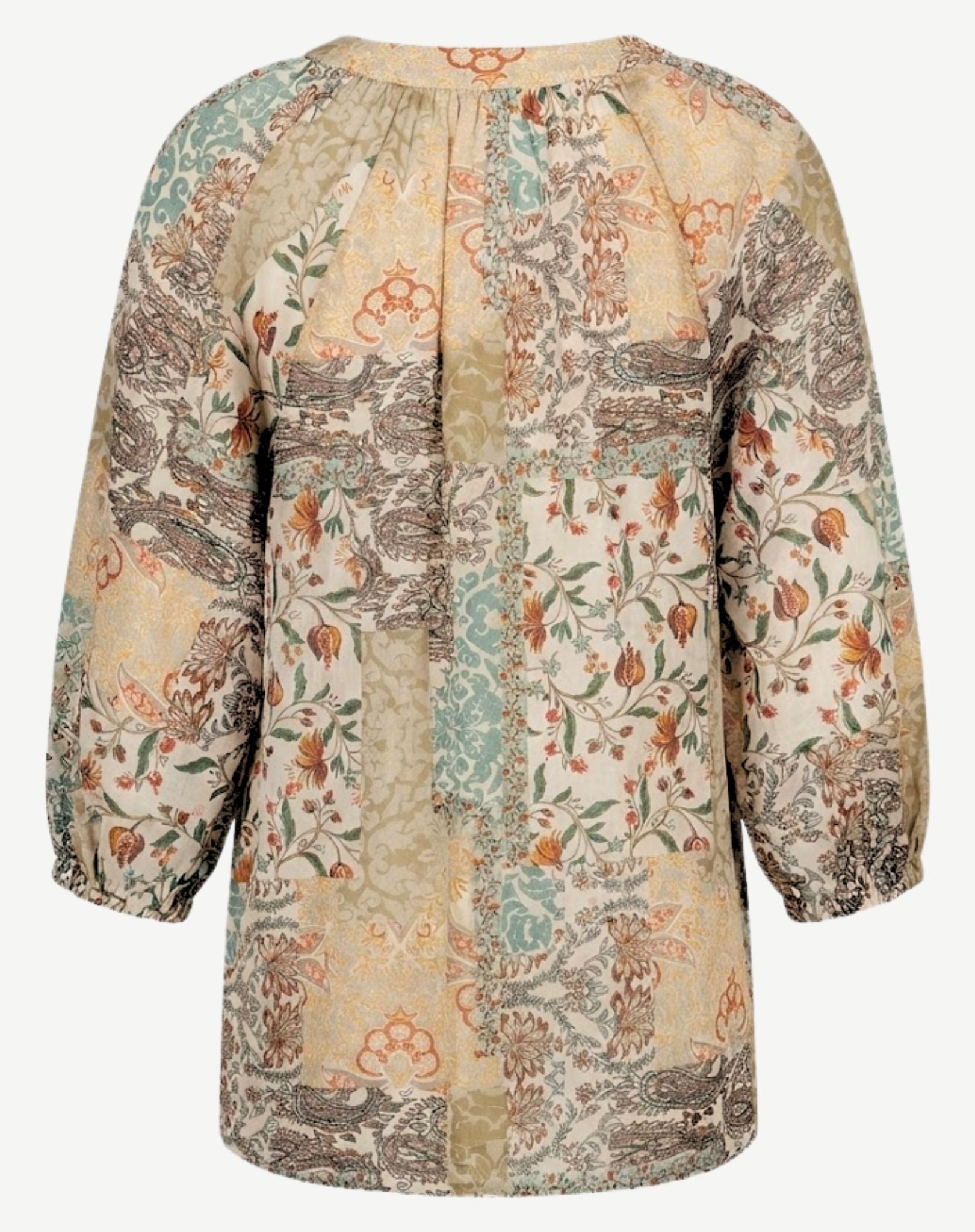 Linen Patchwork Soft Print Blouse Corfu Jeans