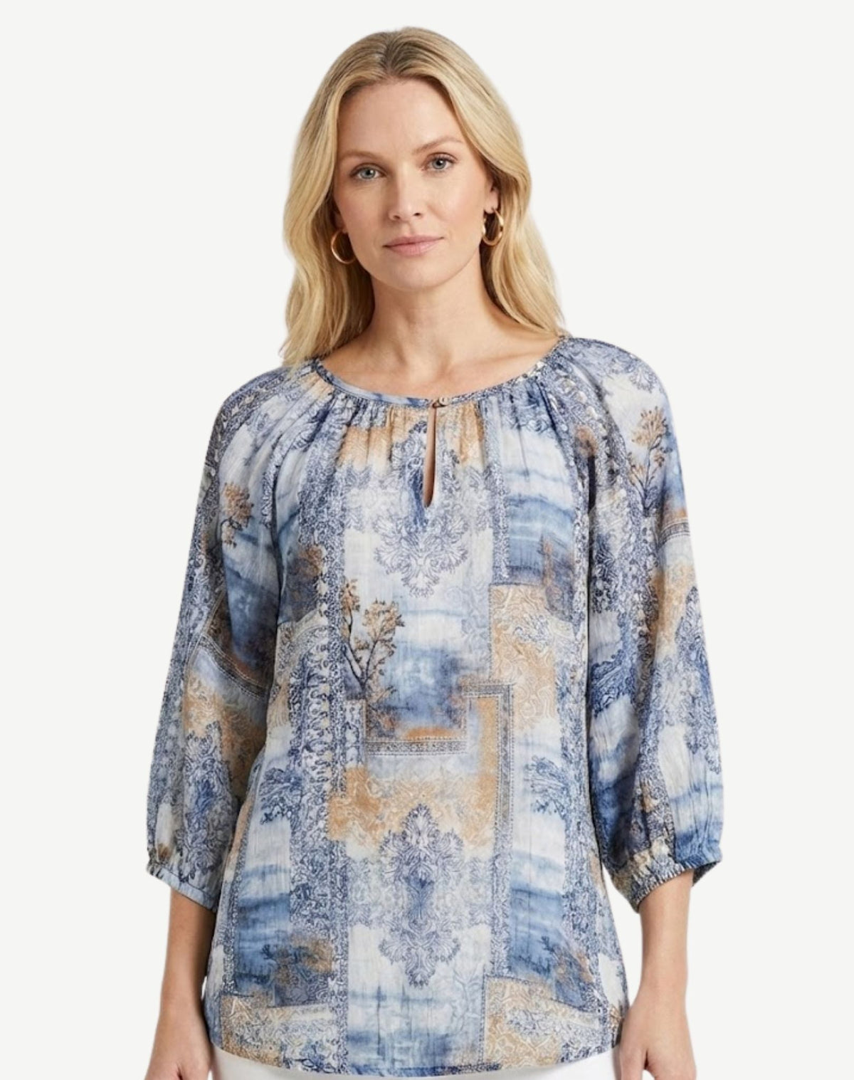 Breeze Tone Printed Relaxed Fit Blouse Corfu Jeans