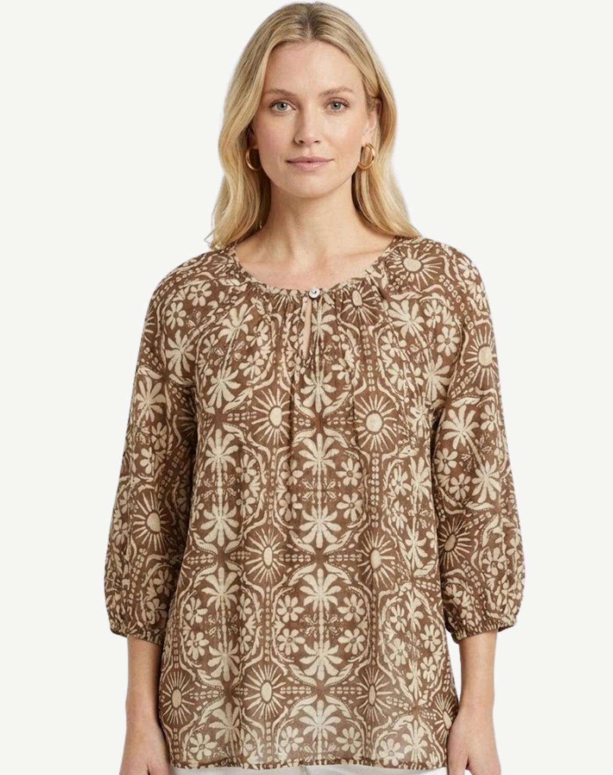 Palm Neutral Printed Relaxed Fit Blouse Corfu Jeans