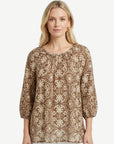 Palm Neutral Printed Relaxed Fit Blouse Corfu Jeans