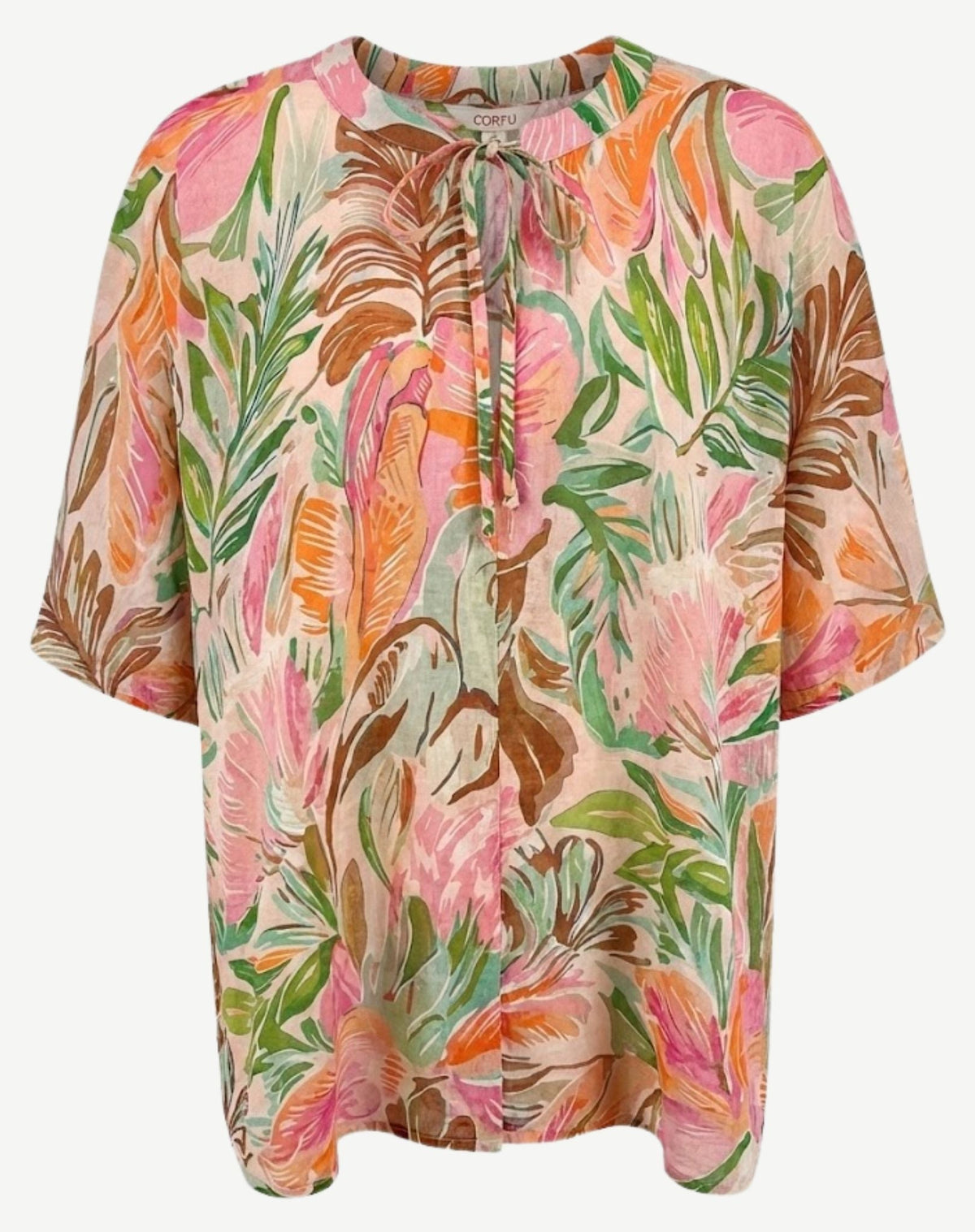Serene Petal Tropical Print Relaxed Fit Blouse Corfu Jeans