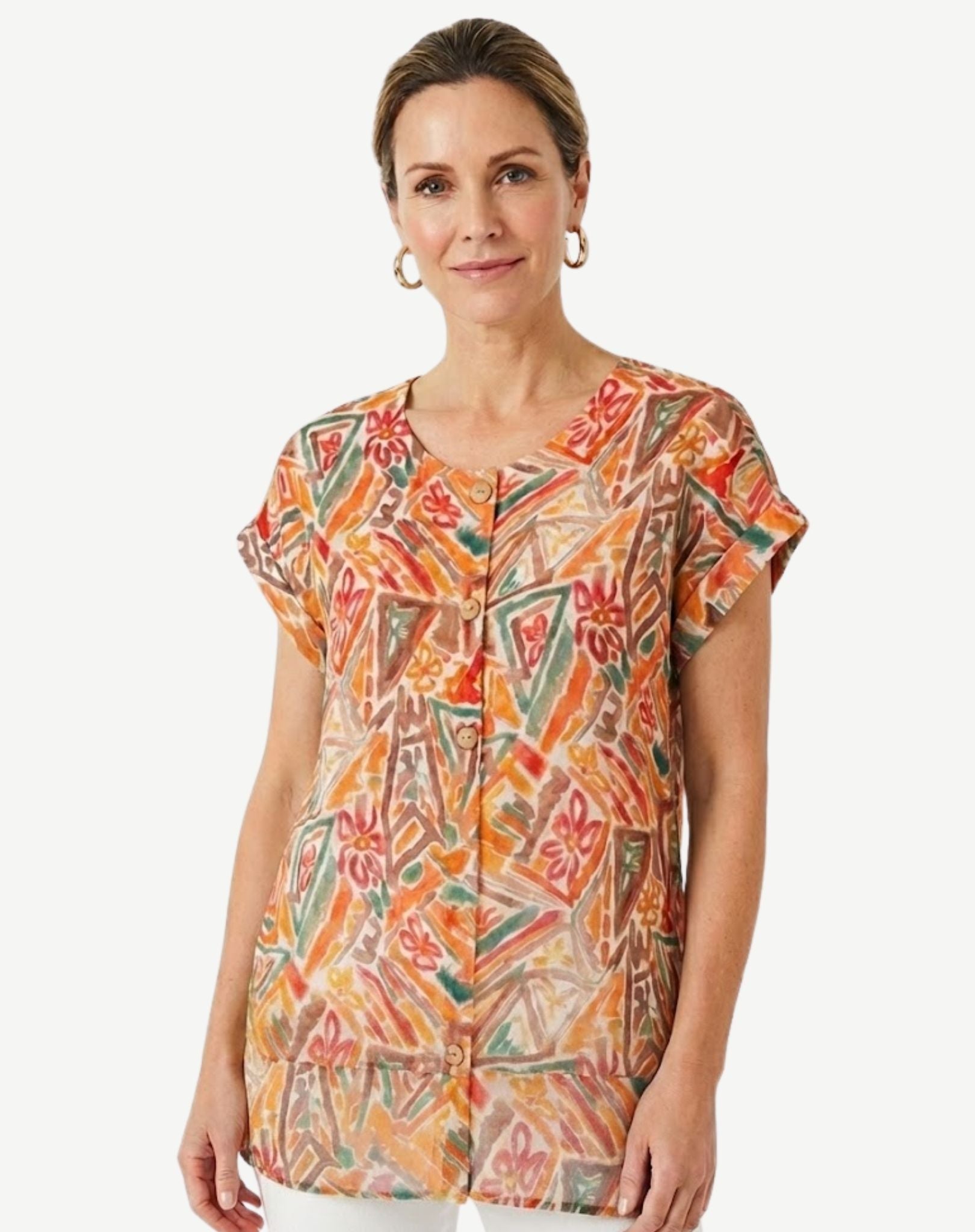 Coastal Muse Soft Print Top Corfu Jeans