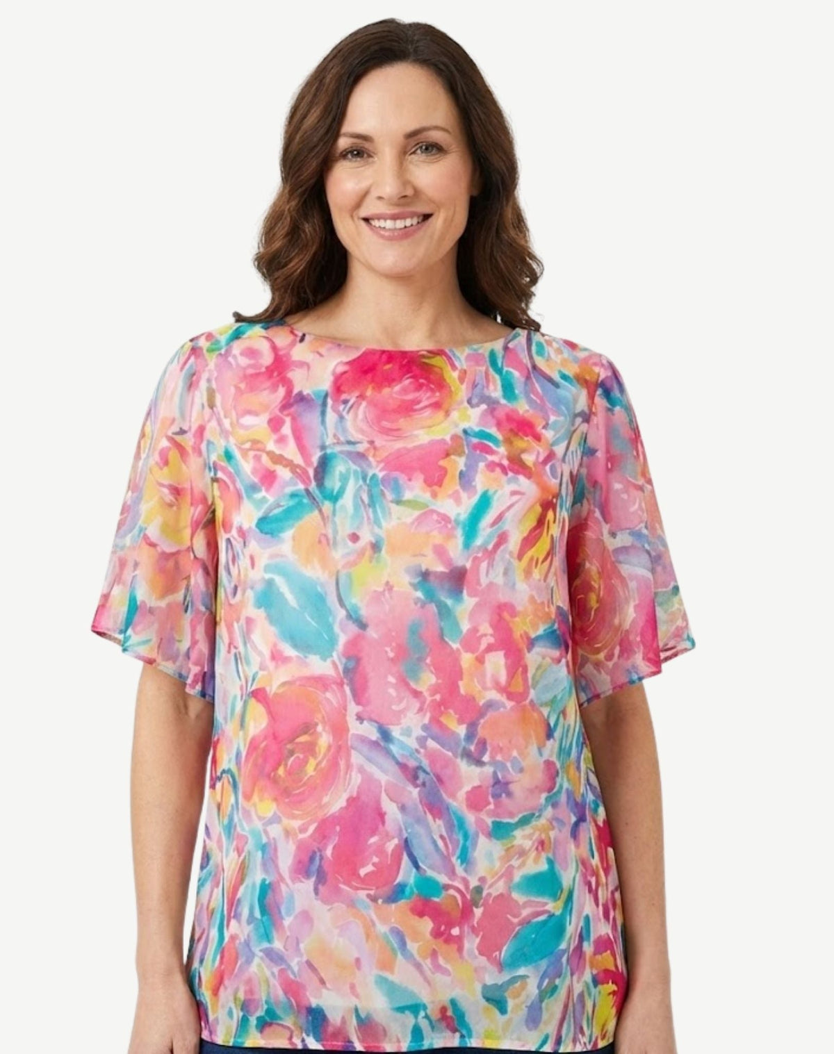 Petal Whirl Soft Print Floral Blouse Corfu Jeans