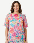 Petal Whirl Soft Print Floral Blouse Corfu Jeans