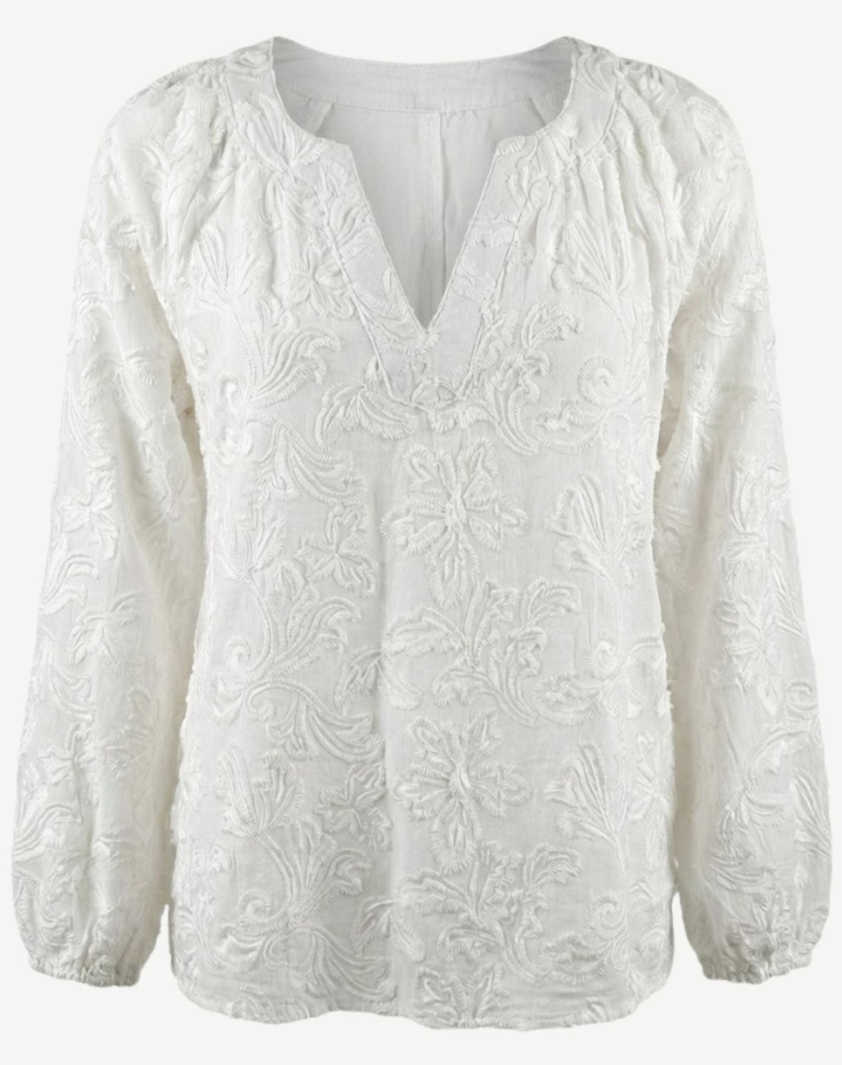 White 100% Cotton Embroidered Voile Blouse Corfu Jeans