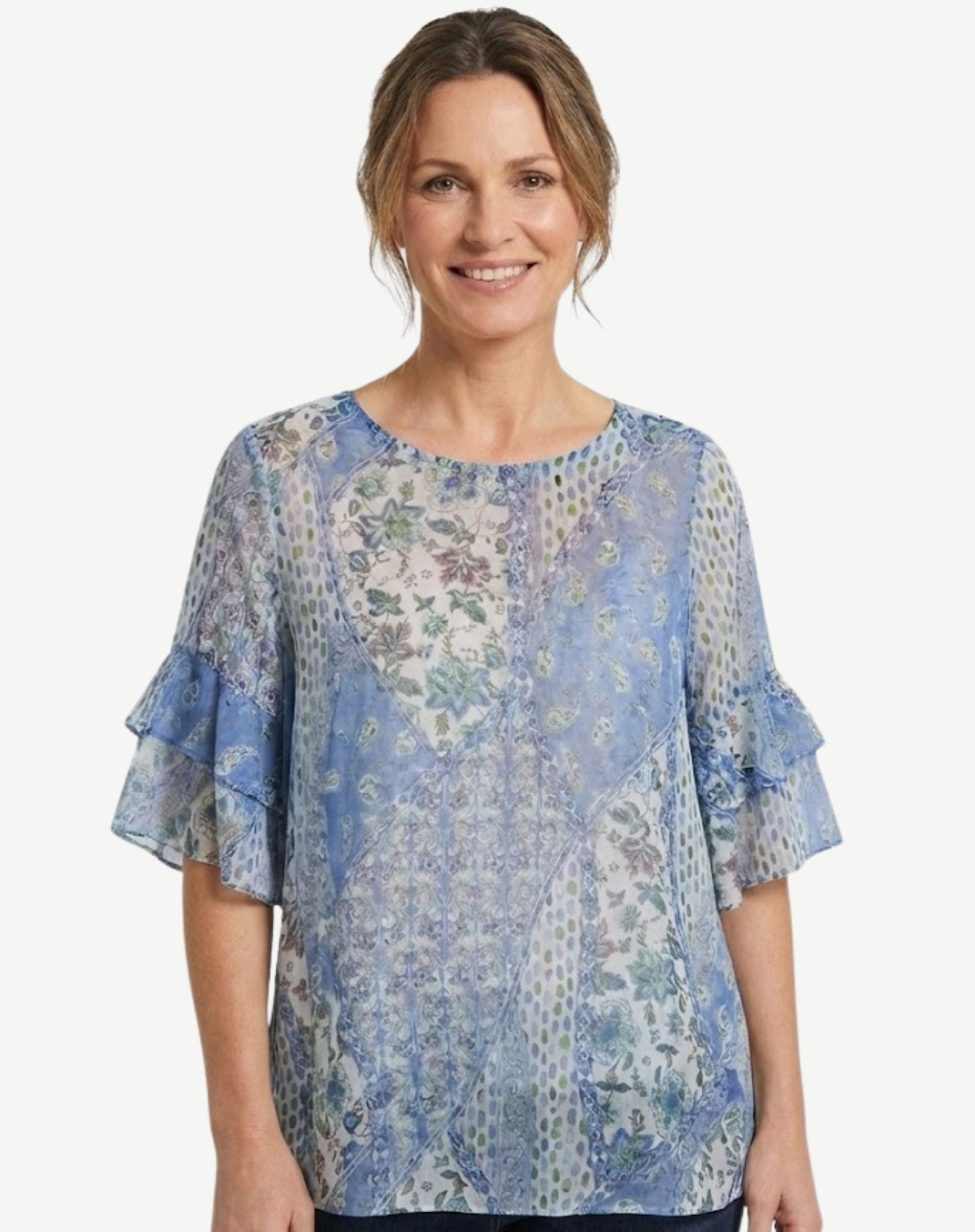 Agean Dream Soft Print Blouse Corfu Jeans