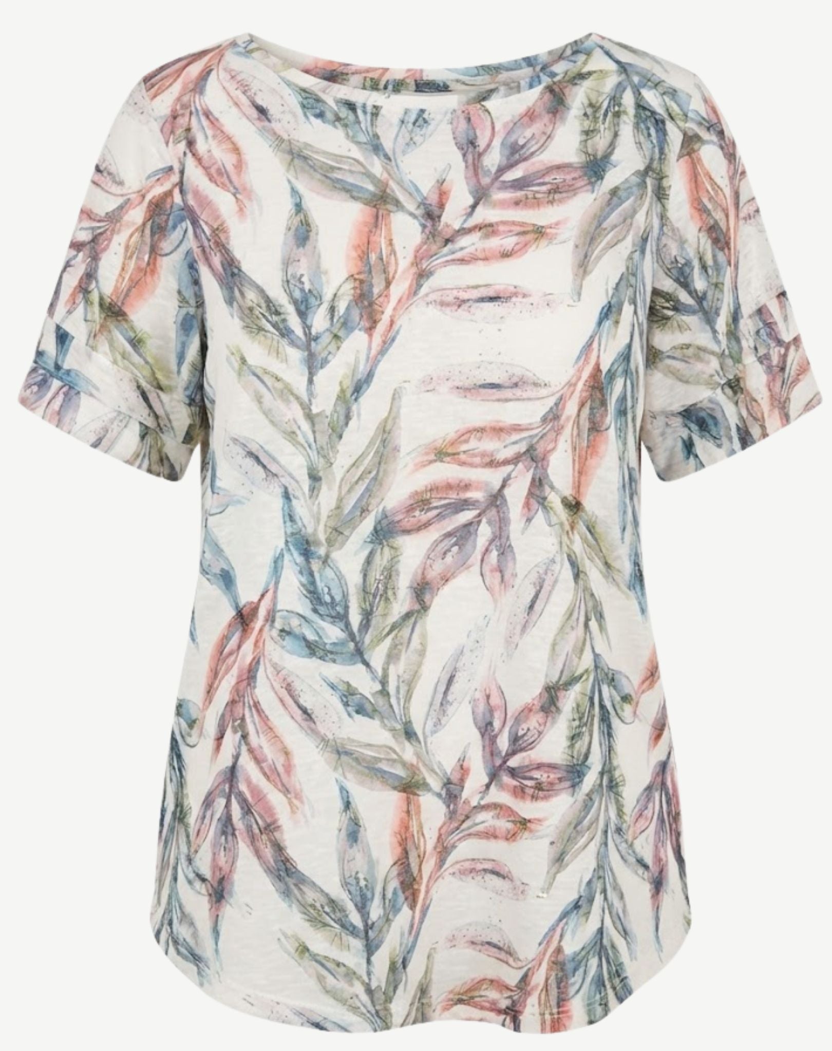 Breeze Leaf Burnout Jersey Print Top Corfu Jeans