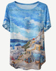 Santorini Stroll Burnout Jersey Print Top Corfu Jeans