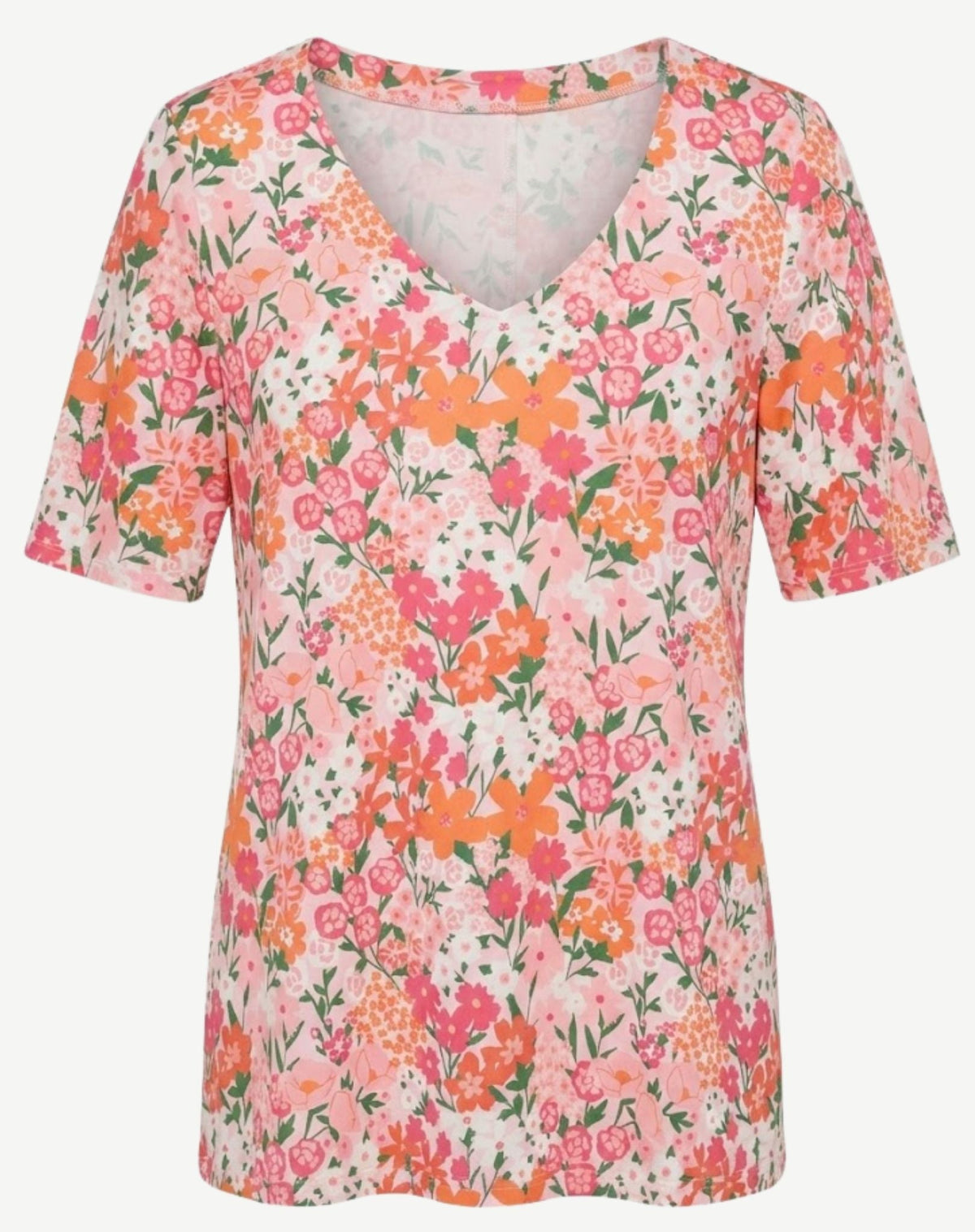Soft Pink Floral Print Knit Jersey Top Corfu Jeans