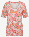 Soft Pink Floral Print Knit Jersey Top Corfu Jeans