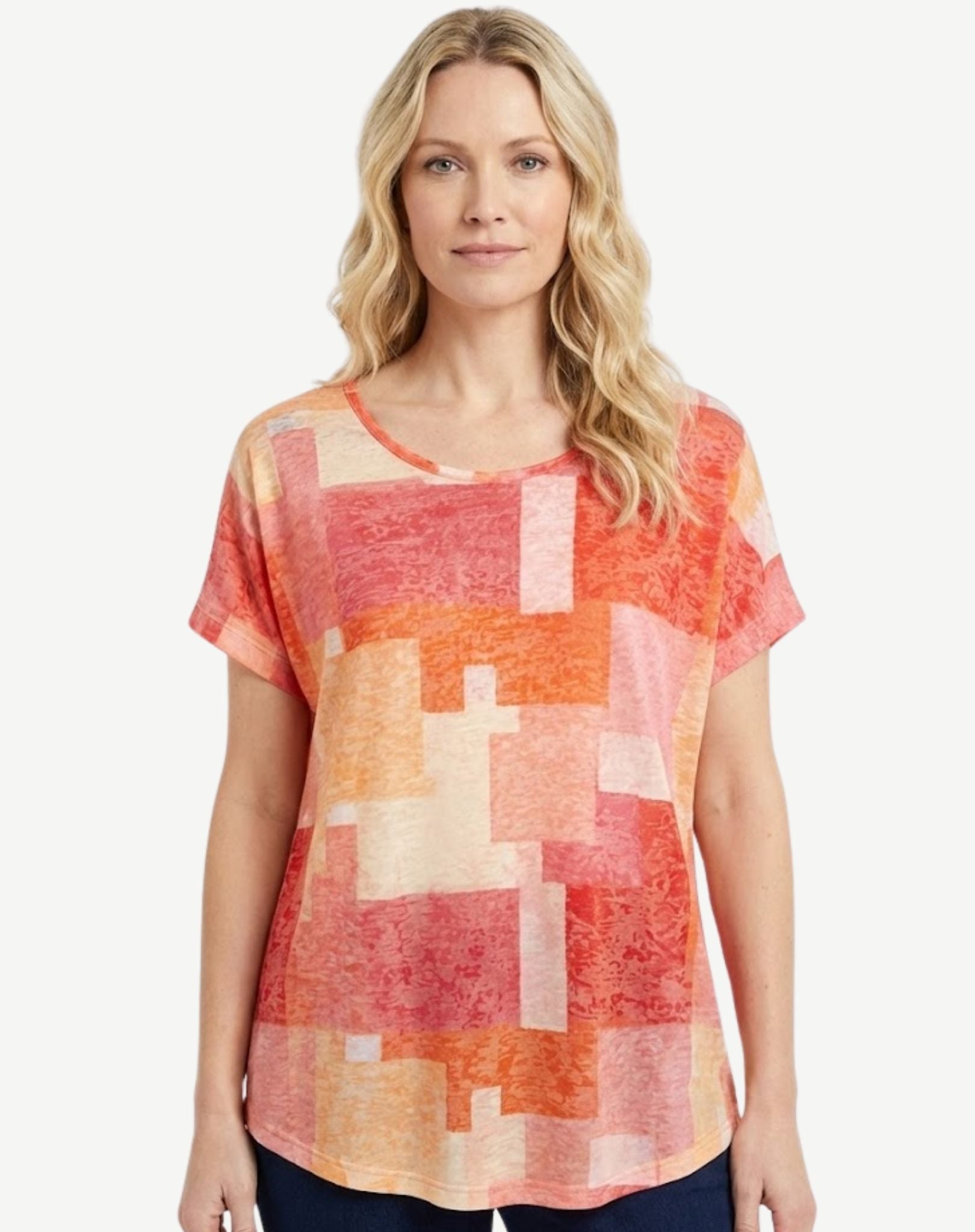 Block Party Summer Burnout Print Top Corfu Jeans