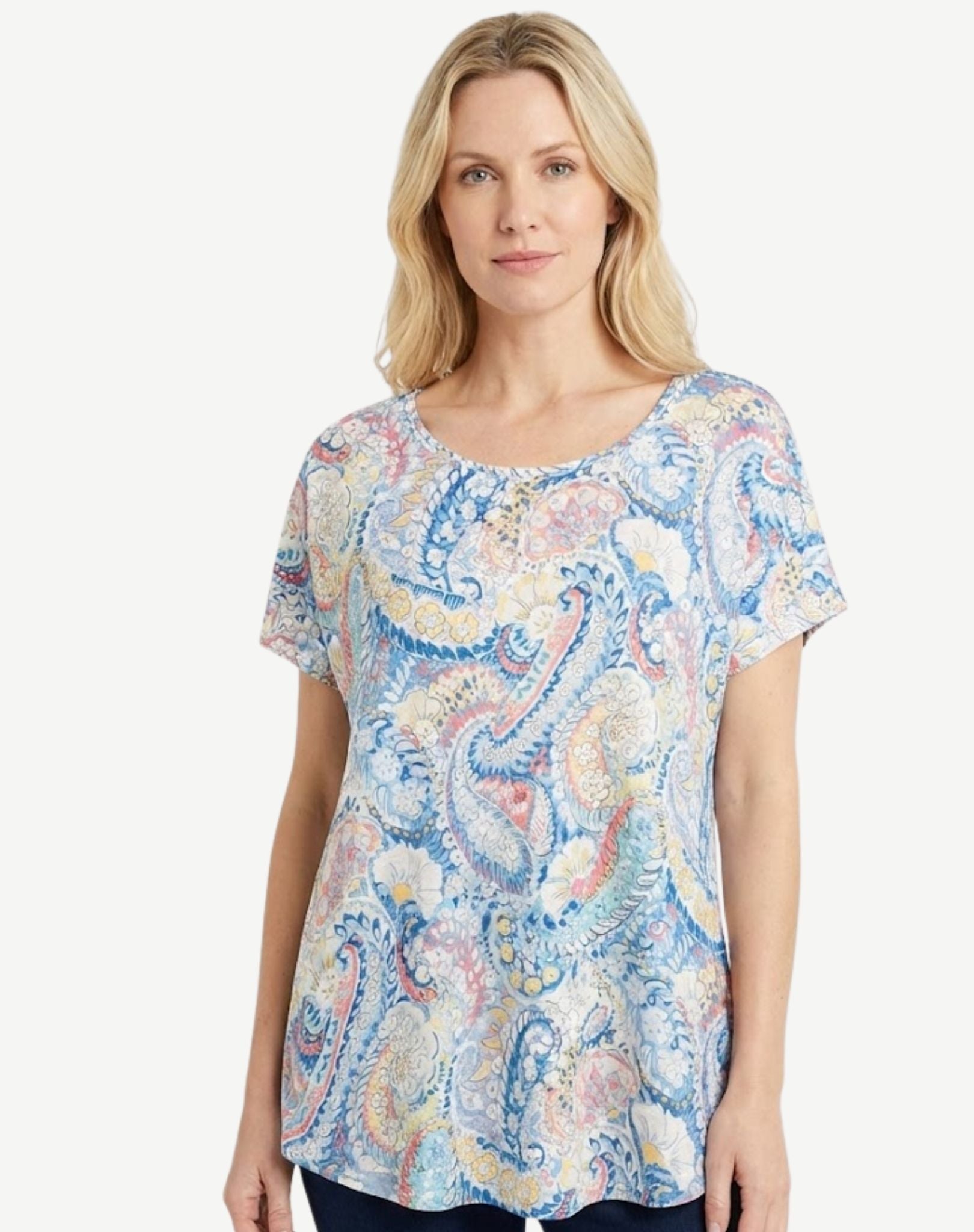 Summer Scrolls Summer Burnout Paisley Top Corfu Jeans
