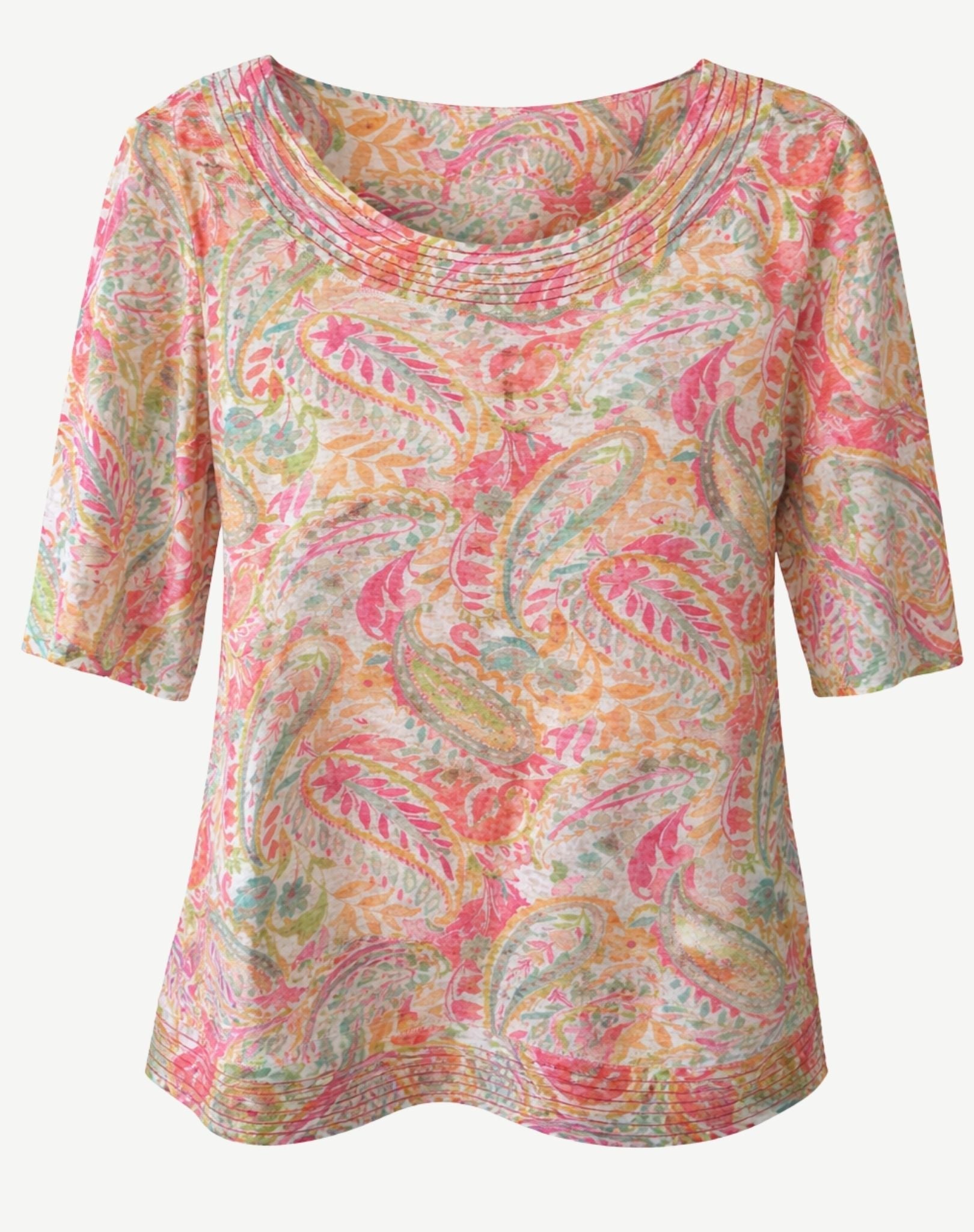 Festival Fever Cotton Rich Burnout Jersey Top Corfu Jeans