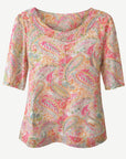 Festival Fever Cotton Rich Burnout Jersey Top Corfu Jeans
