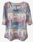 Linear Navy Cotton Rich Burnout Jersey Top Corfu Jeans