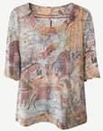 Palm Prowl Cotton Rich Burnout Jersey Top Corfu Jeans