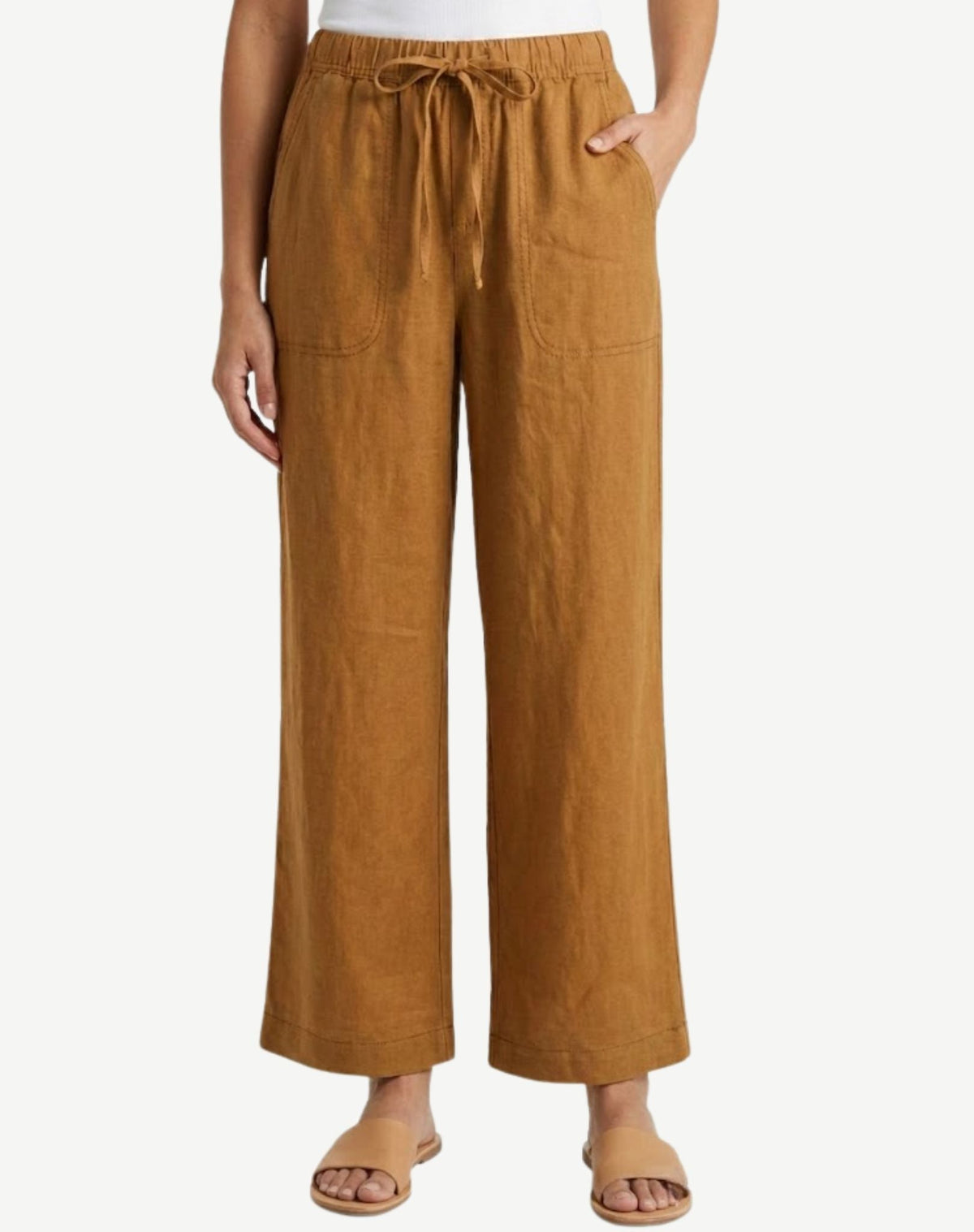 Caramel Linen Drawstring Pants Corfu Jeans