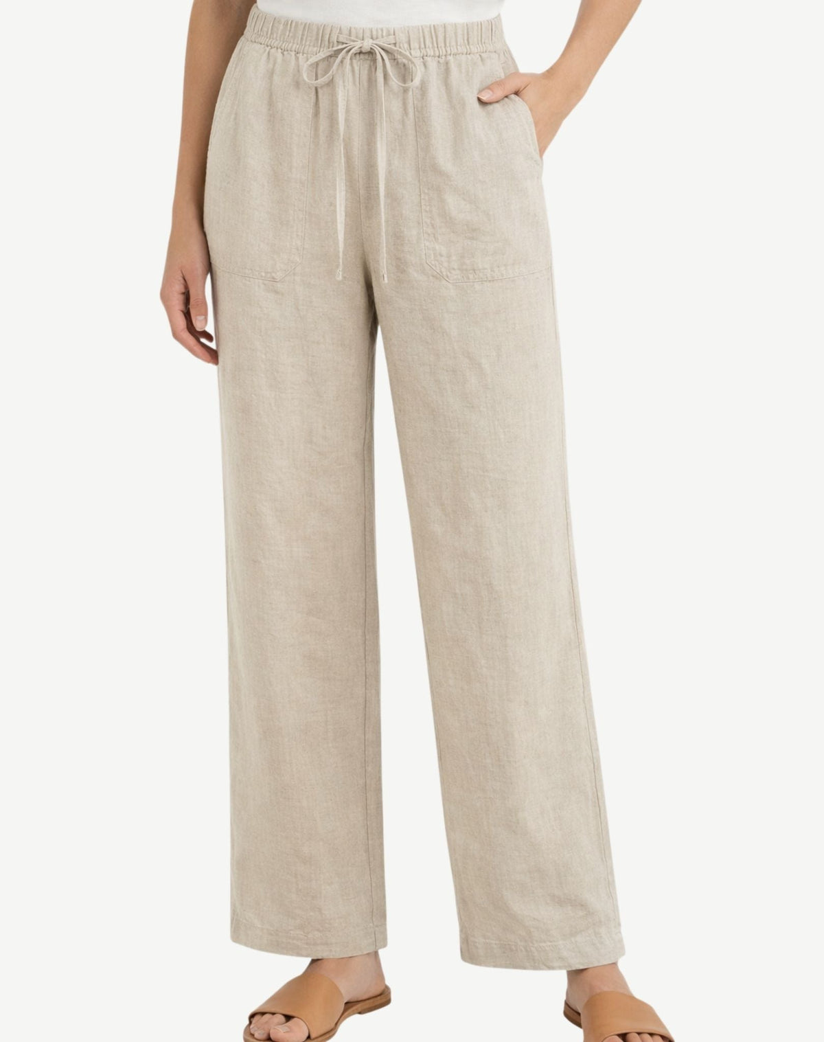 Natural Linen Drawstring Pants Corfu Jeans