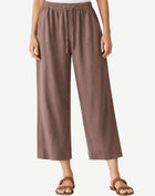 Mocha Mousse Cropped Linen Pants