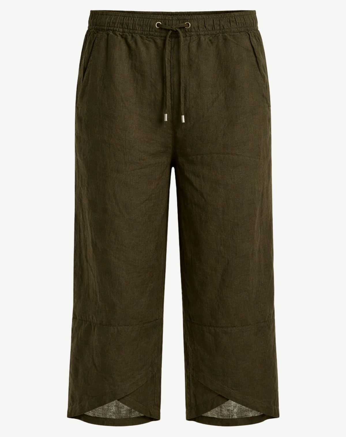 Olive Linen Crossover Crop Pants Corfu Jeans