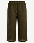 Olive Linen Crossover Crop Pants Corfu Jeans