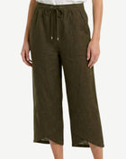 Olive Linen Crossover Crop Pants