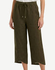 Olive Linen Crossover Crop Pants Corfu Jeans