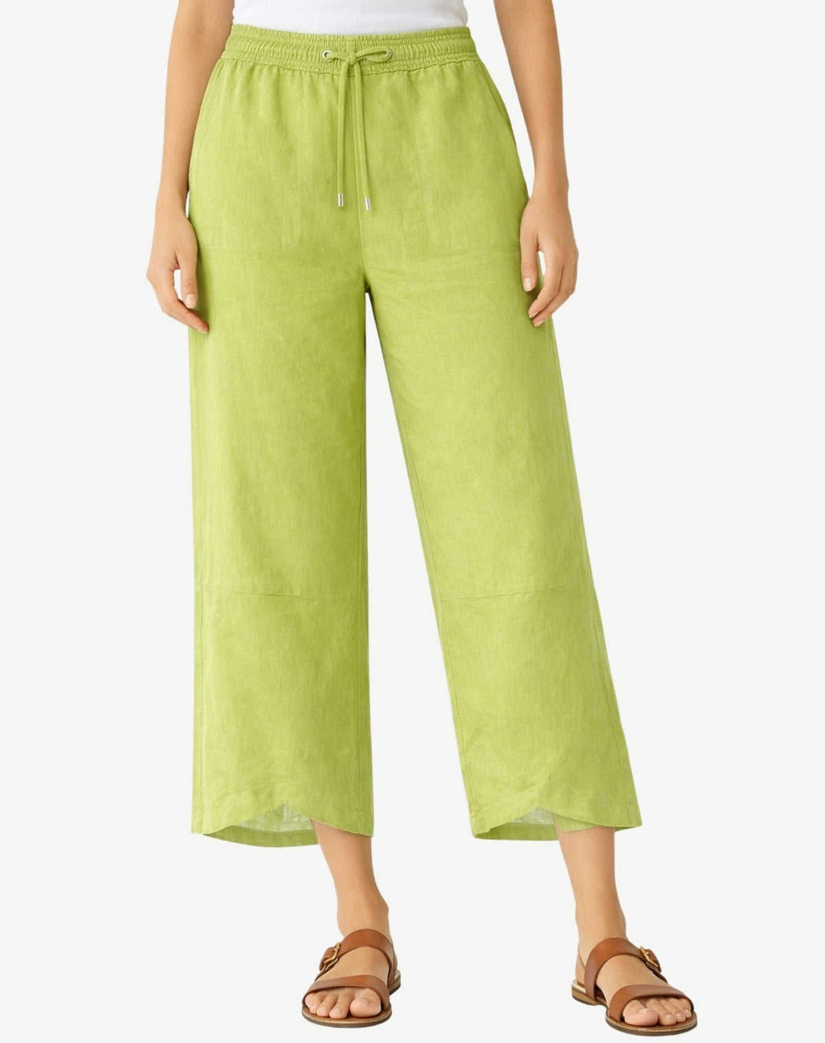 Pistachio Linen Crossover Crop Pants Corfu Jeans