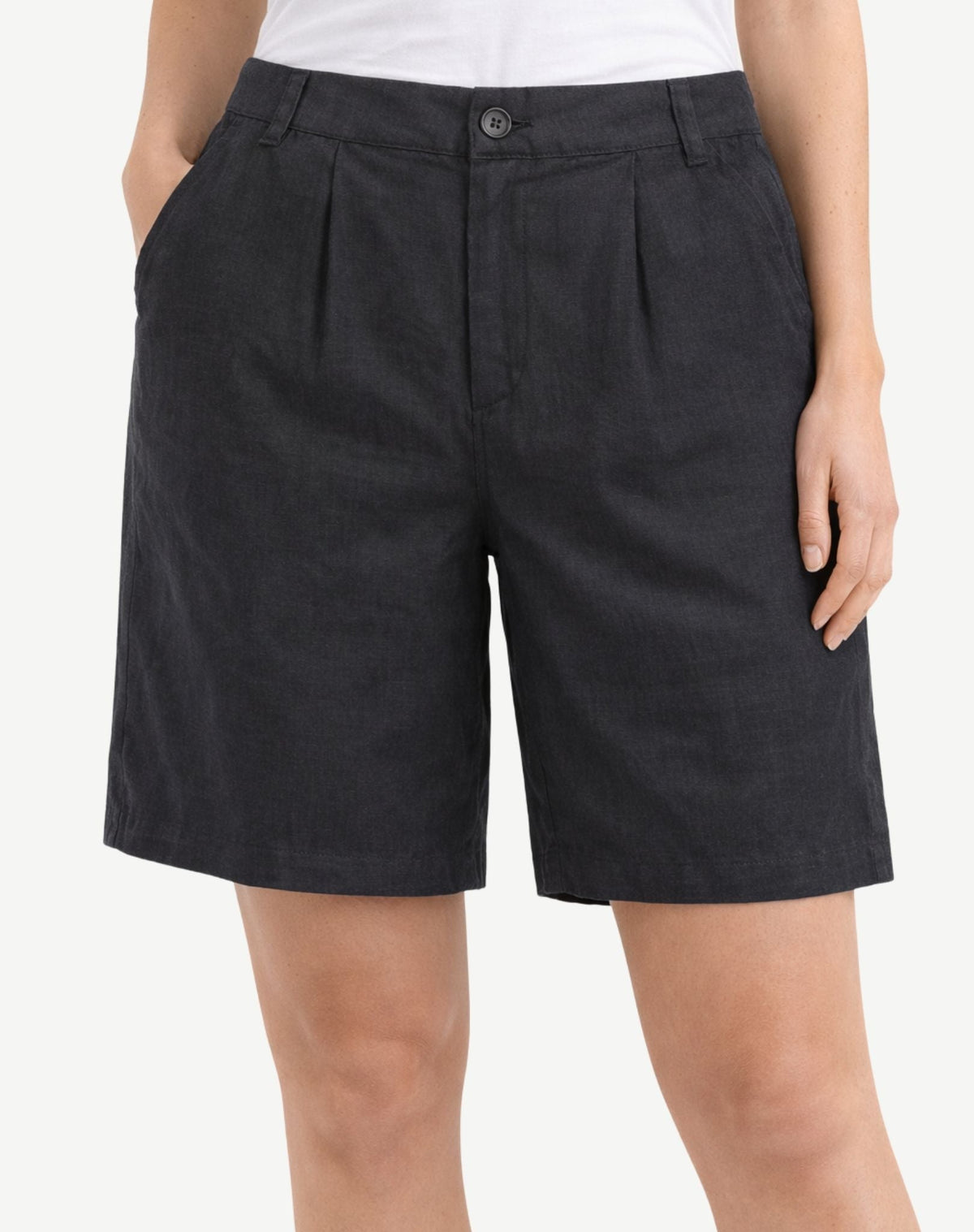 Black Heavy Weight Linen Shorts Corfu Jeans