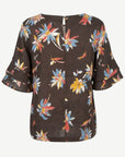 Sun Petal Printed Linen Ruffle Sleeve Top Corfu Jeans