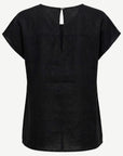 Black Pleat Detail Linen Top Corfu Jeans