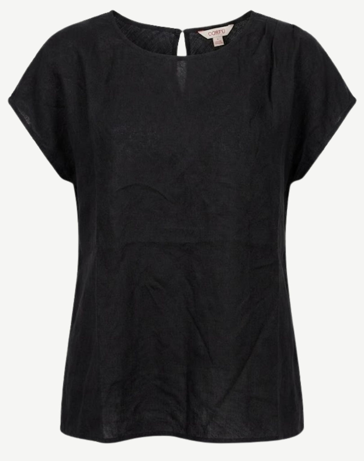 Black Pleat Detail Linen Top Corfu Jeans